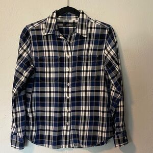 Lauren Ralph Lauren Blue and White Plaid Shirt